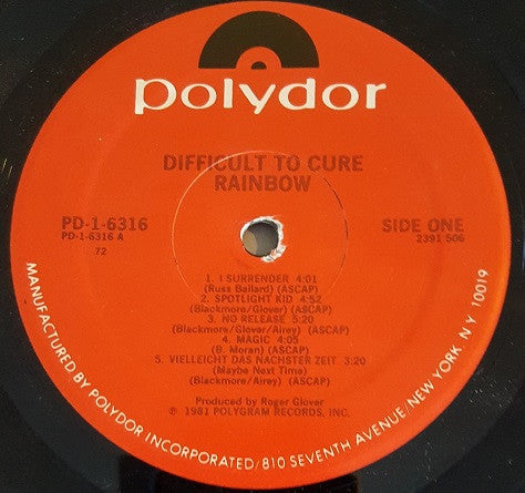 Rainbow : Difficult To Cure (LP,Album)