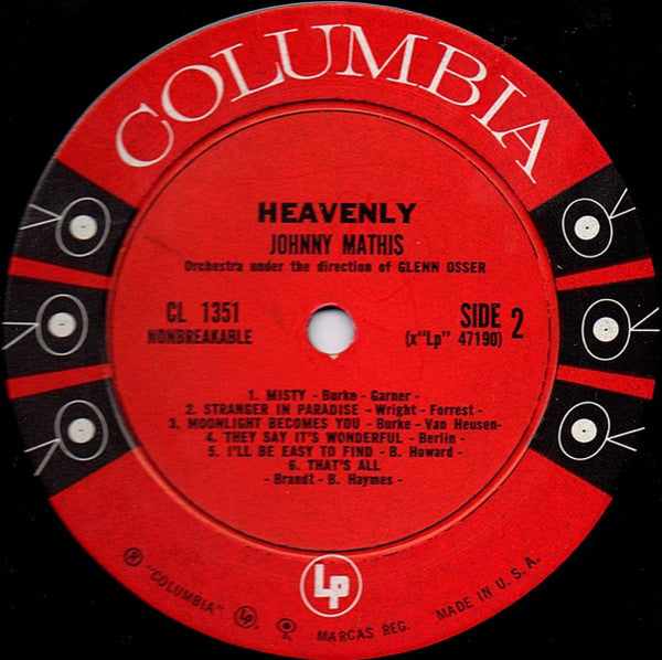 Johnny Mathis : Heavenly (LP,Album,Mono)
