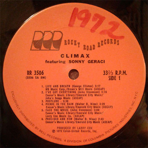 Climax (6) Featuring Sonny Geraci : Climax Featuring Sonny Geraci (LP,Album,Stereo)