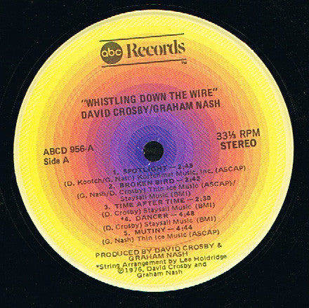 Crosby & Nash : Whistling Down The Wire (LP,Album,Stereo)