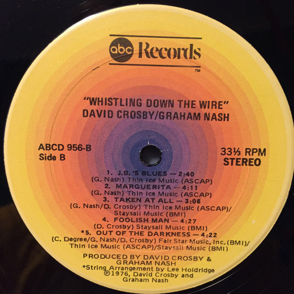 Crosby & Nash : Whistling Down The Wire (LP,Album,Stereo)