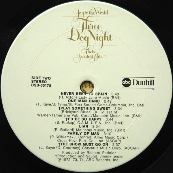 Three Dog Night : Joy To The World - Their Greatest Hits (LP,Compilation,Stereo)