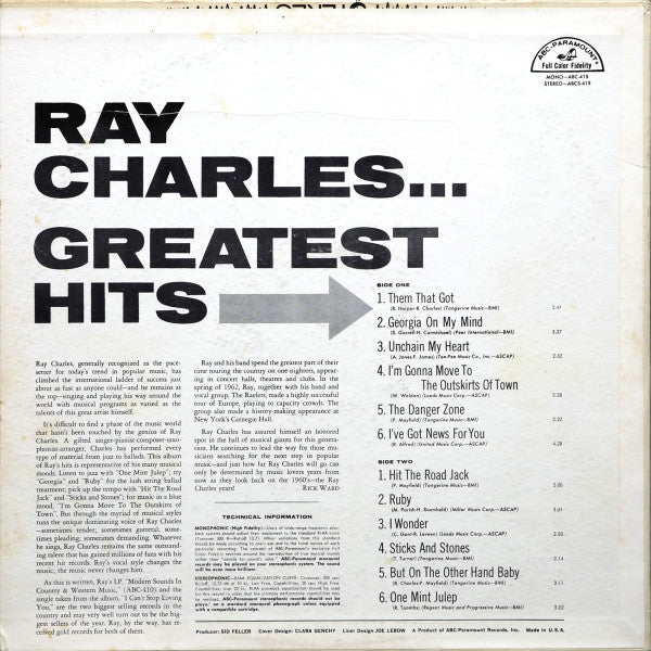 Ray Charles : Greatest Hits (LP,Mono,Compilation,Album)