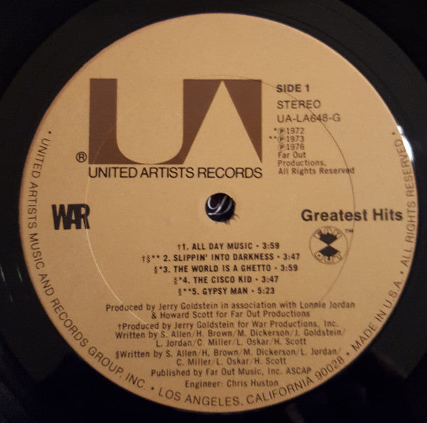 War : Greatest Hits (LP,Compilation,Stereo)