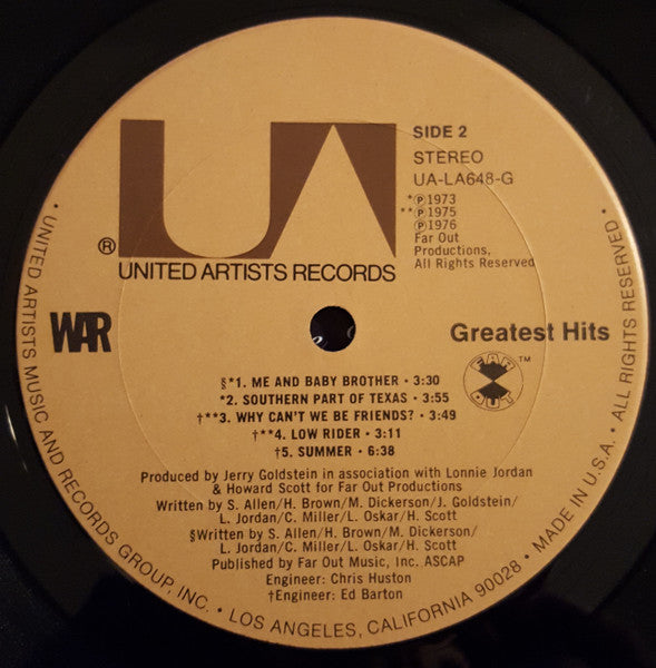 War : Greatest Hits (LP,Compilation,Stereo)