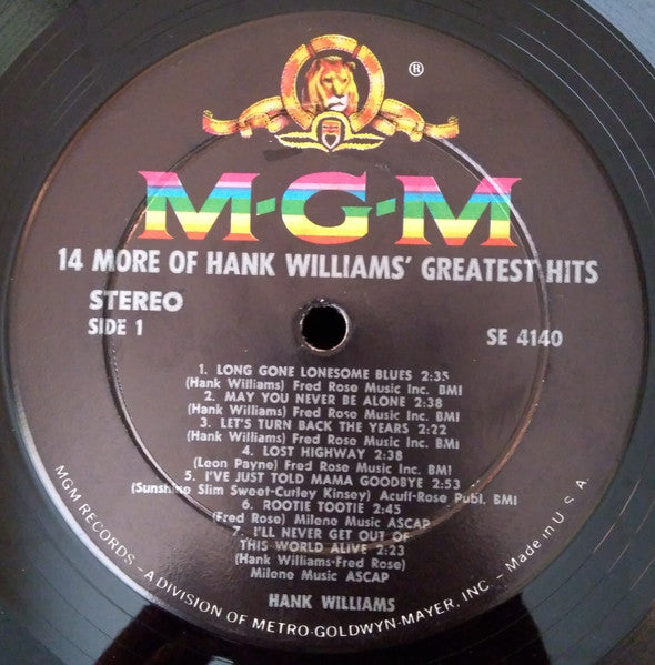 Hank Williams : 14 More Of Hank Williams' Greatest Hits Vol. III (LP,Compilation,Stereo)