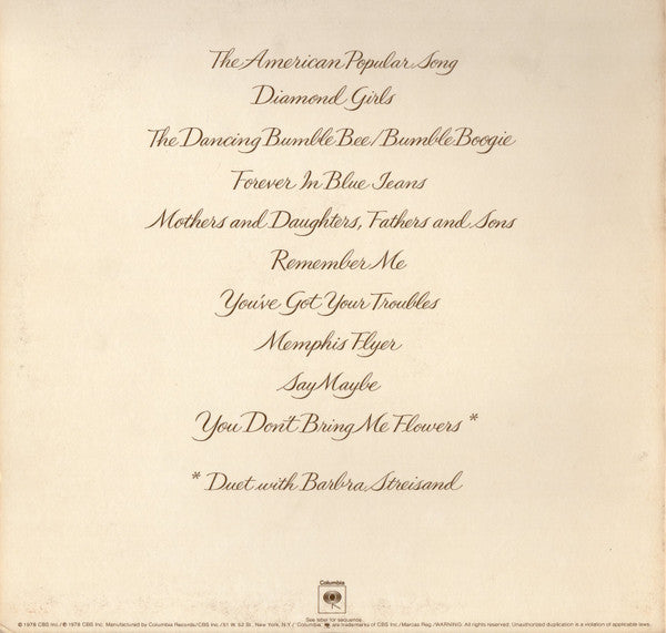 Neil Diamond : You Don't Bring Me Flowers (LP,Album)