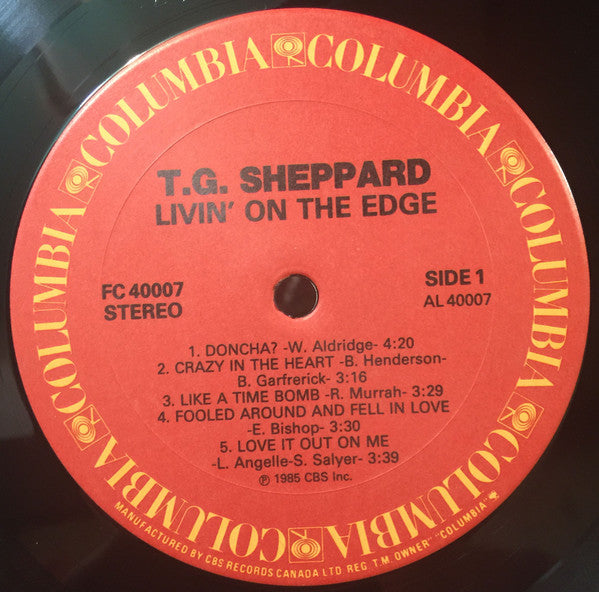 T.G. Sheppard : Livin' On The Edge (LP,Album,Stereo)