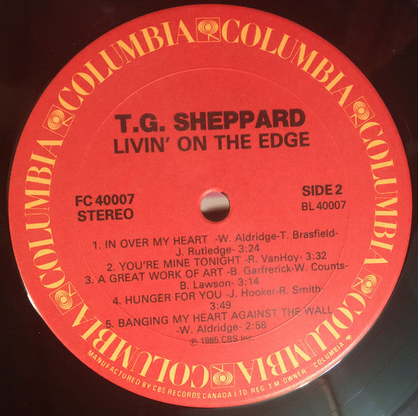 T.G. Sheppard : Livin' On The Edge (LP,Album,Stereo)