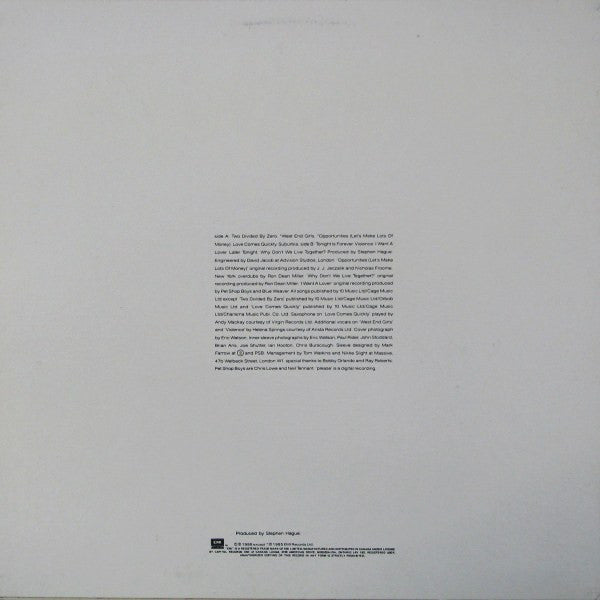 Pet Shop Boys : Please (LP,Album)