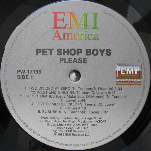 Pet Shop Boys : Please (LP,Album)