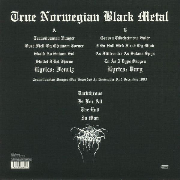 Darkthrone : Transilvanian Hunger (LP,Album,Limited Edition,Picture Disc,Reissue,Repress)