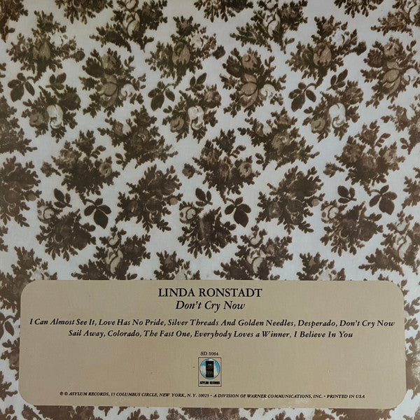 Linda Ronstadt : Don't Cry Now (LP,Album,Stereo)