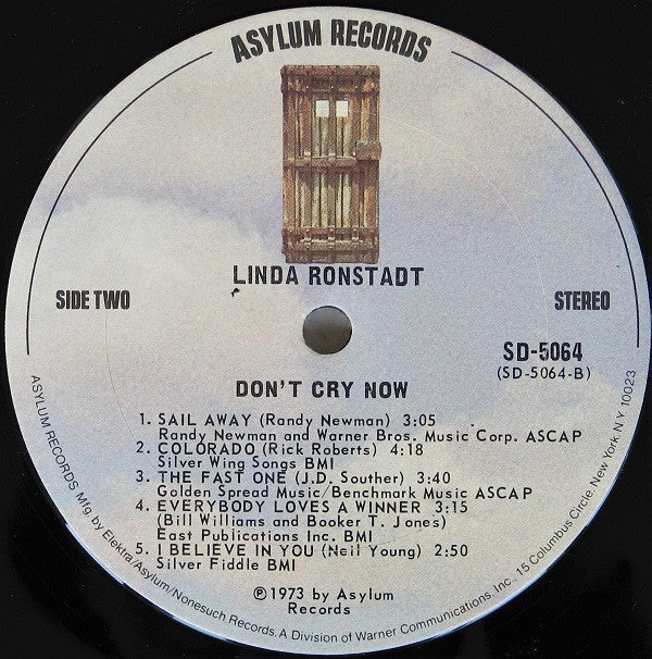 Linda Ronstadt : Don't Cry Now (LP,Album,Stereo)