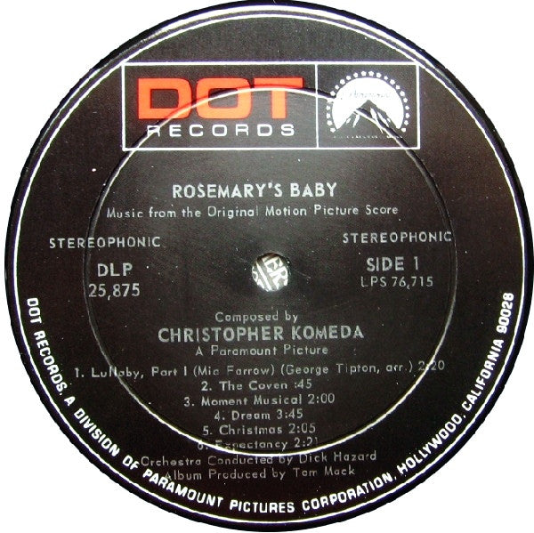 Krzysztof Komeda : Rosemary's Baby (Music From The Motion Picture Score) (LP,Album,Stereo)