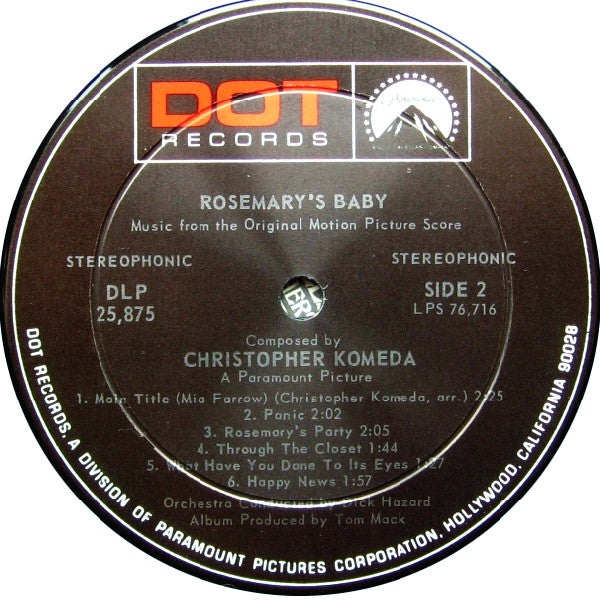 Krzysztof Komeda : Rosemary's Baby (Music From The Motion Picture Score) (LP,Album,Stereo)