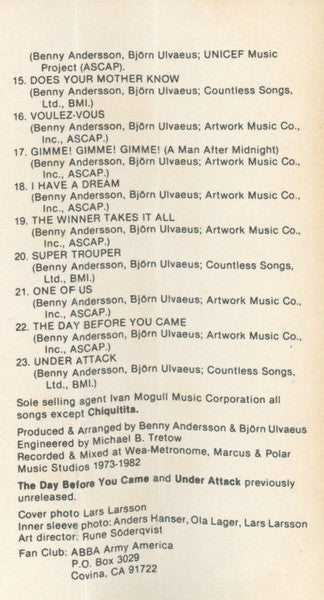 ABBA : The Singles (The First Ten Years) (Compilation,Club Edition)