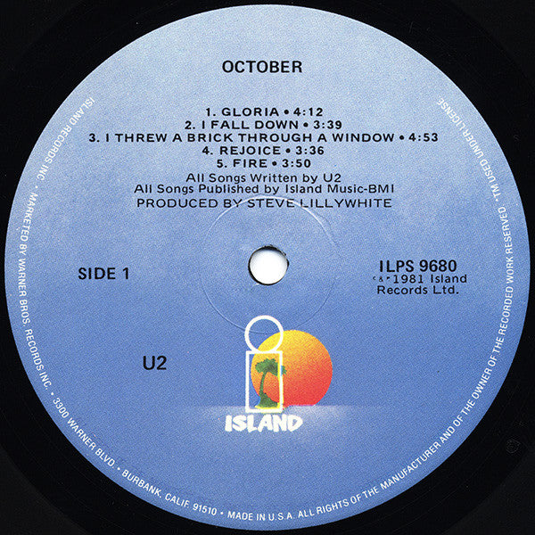 U2 : October (LP,Album,Stereo)