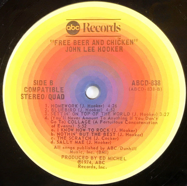 John Lee Hooker : Free Beer And Chicken (LP,Album,Stereo,Quadraphonic)