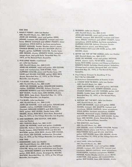 John Lee Hooker : Free Beer And Chicken (LP,Album,Stereo,Quadraphonic)