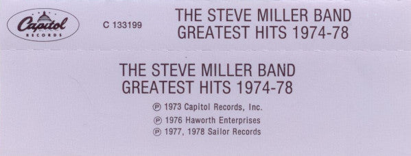 Steve Miller Band : Greatest Hits 1974-78 (Compilation,Club Edition,Reissue)