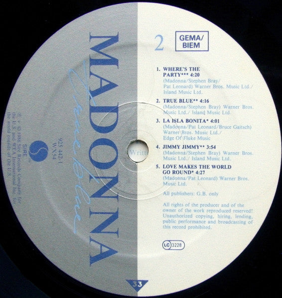 Madonna : True Blue (LP,Album)