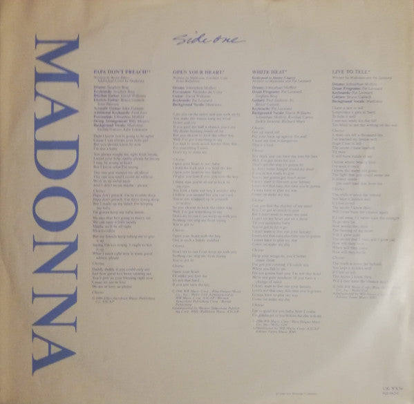 Madonna : True Blue (LP,Album)