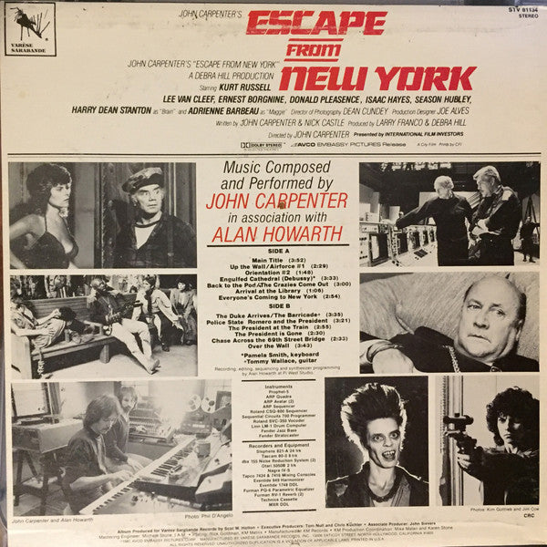 John Carpenter In Association With Alan Howarth : Escape From New York (Original Motion Picture Soundtrack) (LP,Album,Club Edition)