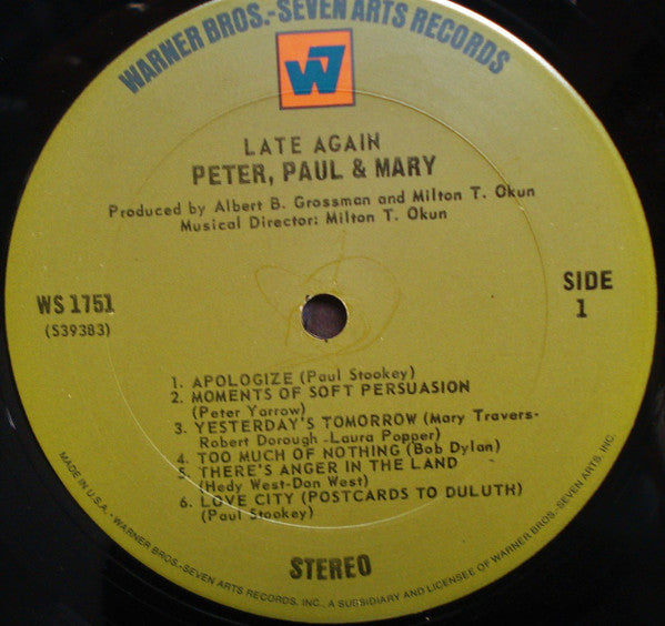 Peter, Paul & Mary : Late Again (LP,Album)