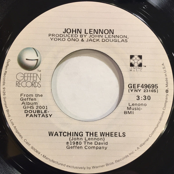 John Lennon : Watching The Wheels (7",45 RPM,Single,Styrene)