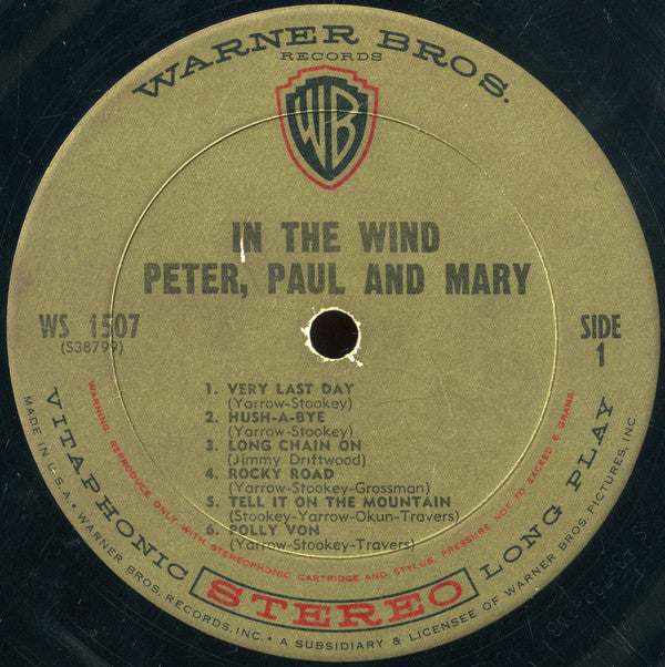 Peter, Paul & Mary : In The Wind (LP,Album,Stereo)