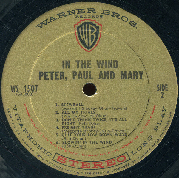 Peter, Paul & Mary : In The Wind (LP,Album,Stereo)