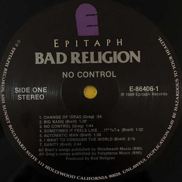 Bad Religion : No Control (LP,Album,Repress)