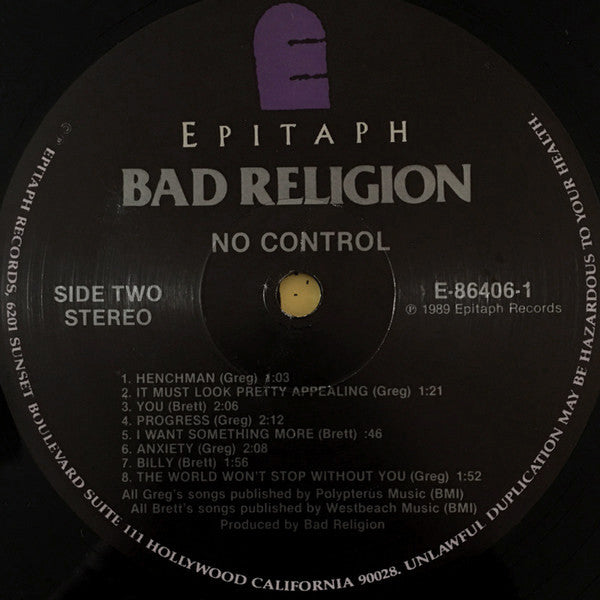 Bad Religion : No Control (LP,Album,Repress)
