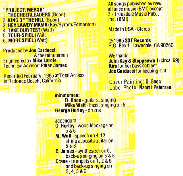 Minutemen : Project: Mersh (12",45 RPM,EP)