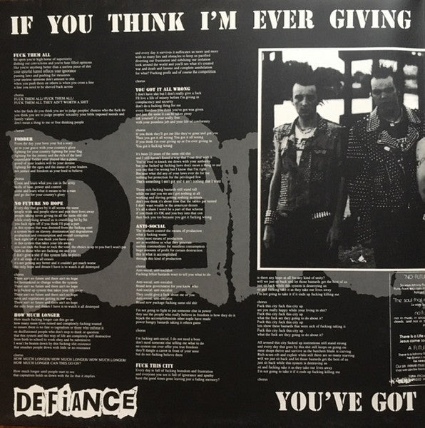 Defiance (2) : No Future No Hope (LP,Album)