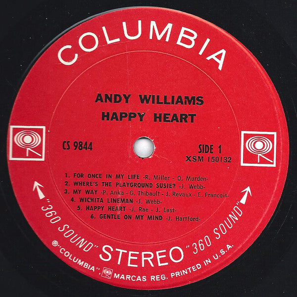 Andy Williams : Happy Heart (LP,Album,Stereo)