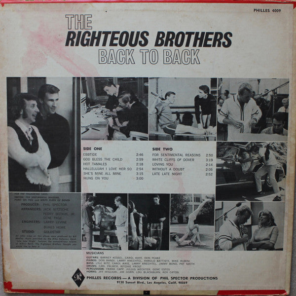 Righteous Brothers, The : Back To Back (LP,Album,Stereo)