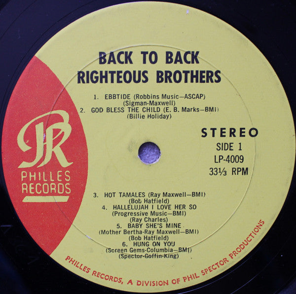 Righteous Brothers, The : Back To Back (LP,Album,Stereo)