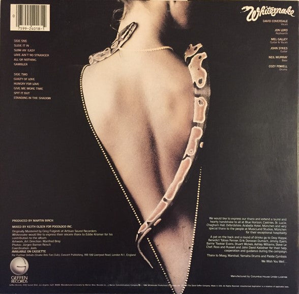 Whitesnake : Slide It In  (LP,Album,Club Edition)