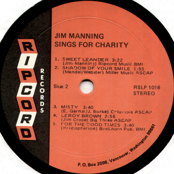 Jim Manning : Sings For Charity (LP,Album)