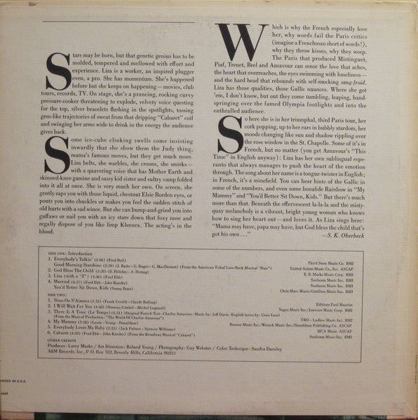 Liza Minnelli : Live At The Olympia In Paris (LP,Album)