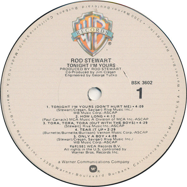 Rod Stewart : Tonight I'm Yours (LP,Album)