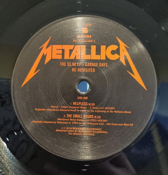 Metallica : The $5.98 E.P. - Garage Days Re-Revisited (12",33 ⅓ RPM,EP,Reissue,Remastered,Stereo)