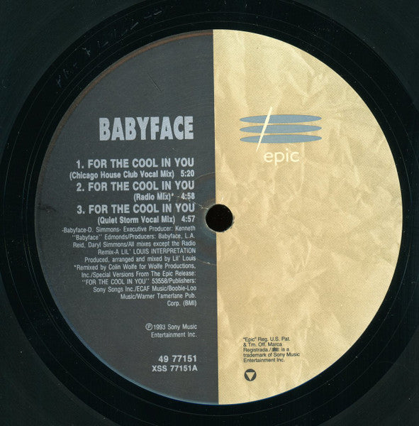 Babyface : For The Cool In You (12",33 ⅓ RPM,Single,Limited Edition)