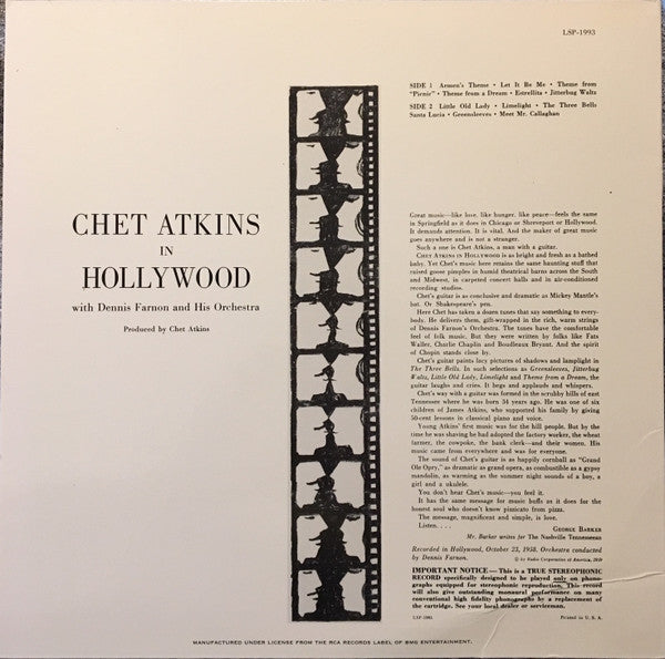 Chet Atkins : Chet Atkins In Hollywood (LP,Album,Limited Edition,Reissue,Remastered,Repress,Stereo)