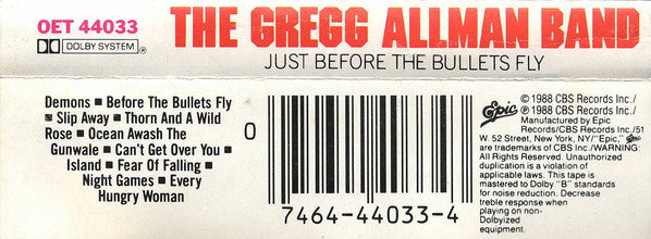 Gregg Allman Band, The : Just Before The Bullets Fly (Album)