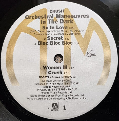 Orchestral Manoeuvres In The Dark : Crush (LP,Album,Stereo)