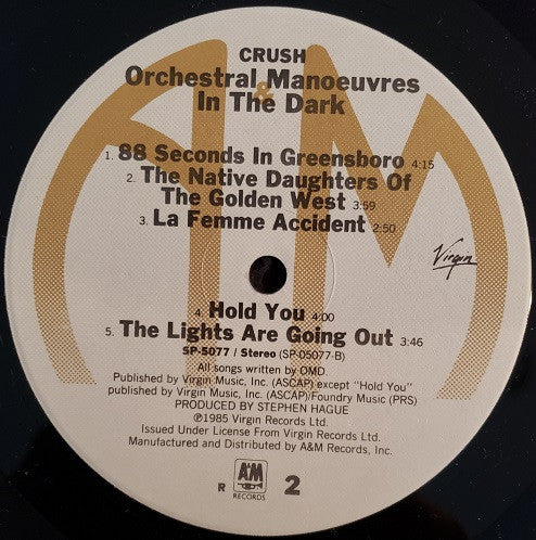 Orchestral Manoeuvres In The Dark : Crush (LP,Album,Stereo)