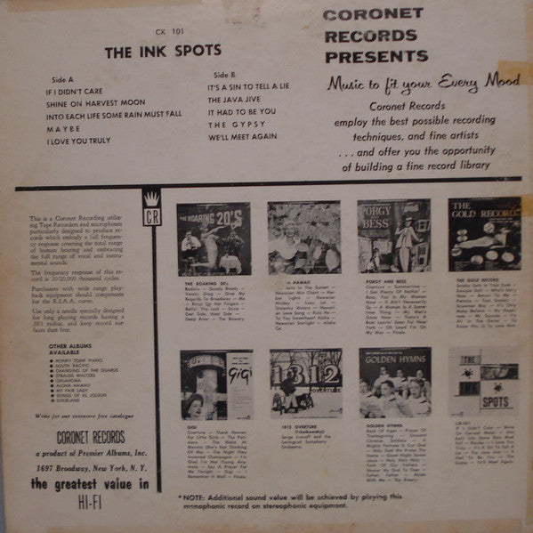 Stanley Morgan's Ink Spots : The Ink Spots (LP,Album,Mono)